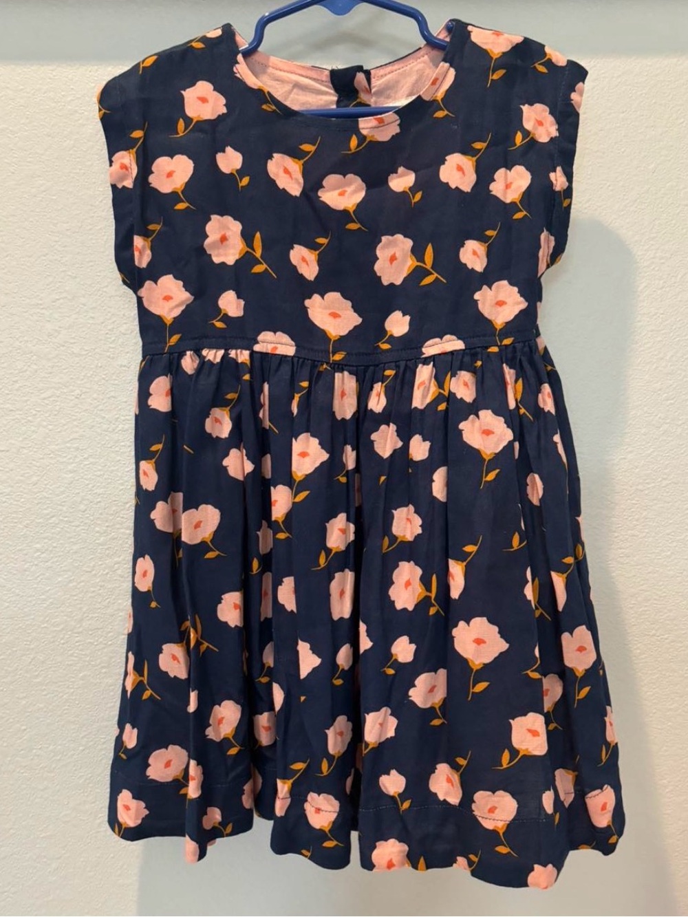 Pink Chicken Navy Dress with Pink Floral Print
